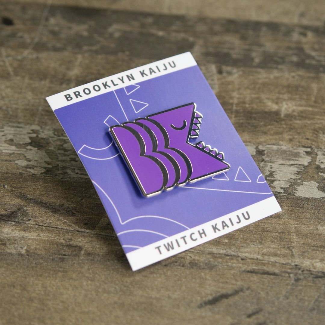 Brooklyn Kaiju Purple Logo Pin On Backing Card