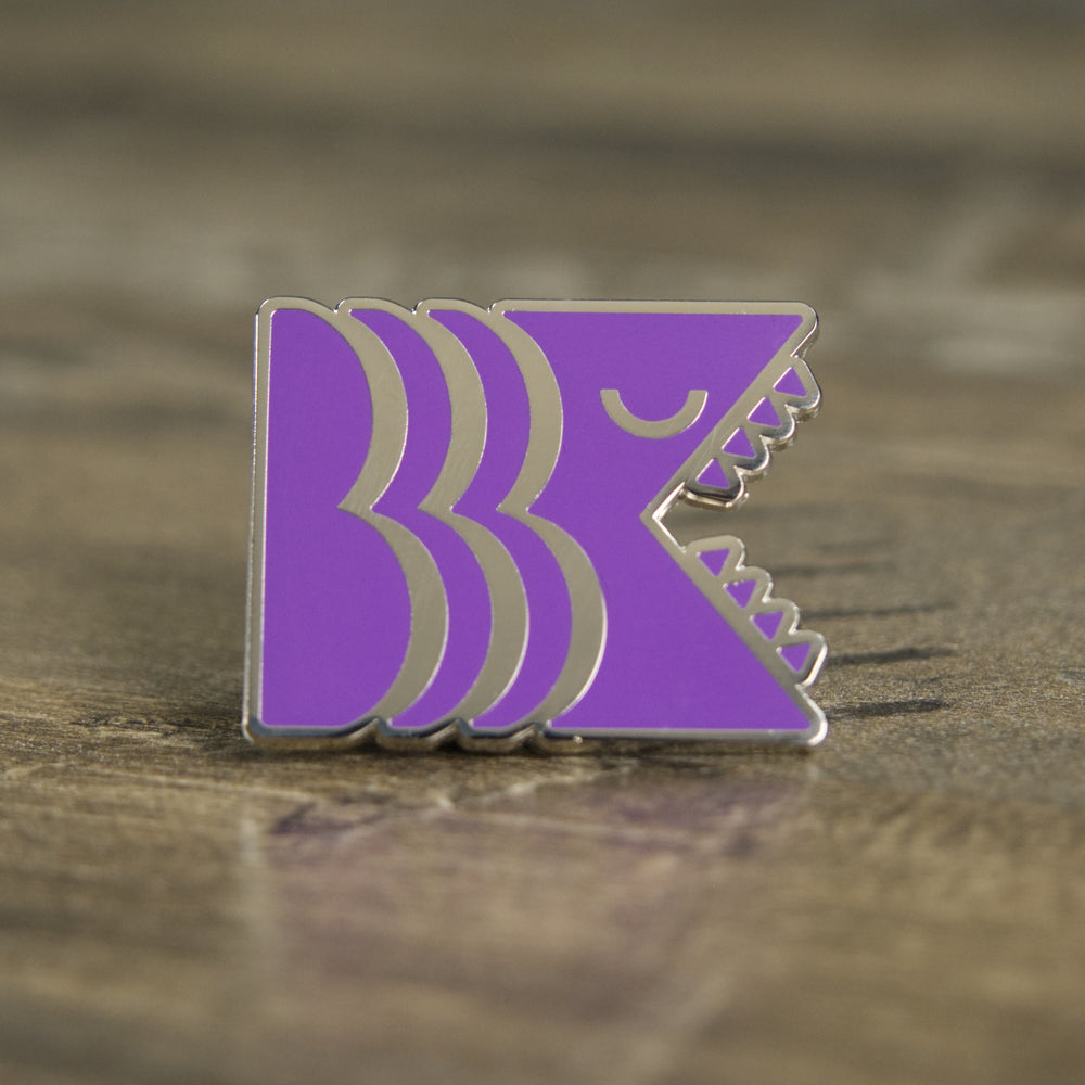 Brooklyn Kaiju Purple Logo Pin Standing With No Backing Card